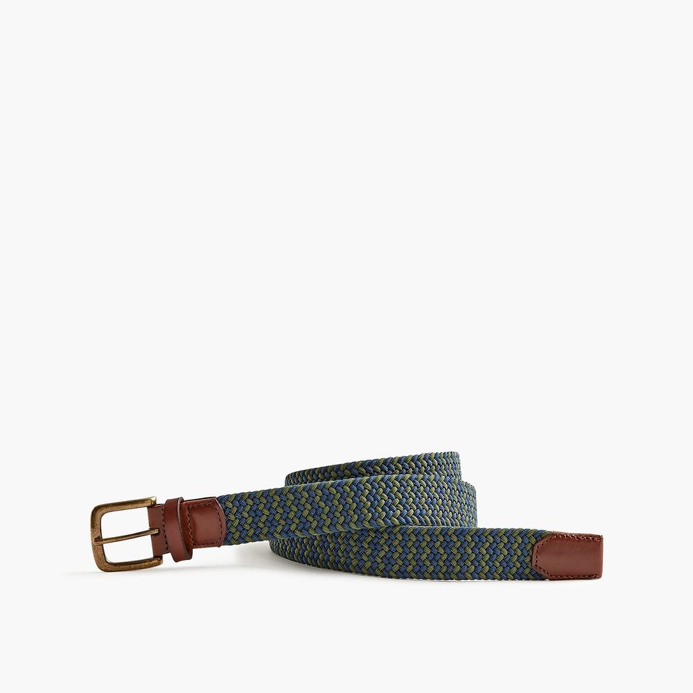 NWOT J Crew Factory Woven Rope Belt Mixed Washed Blue Olive Size L